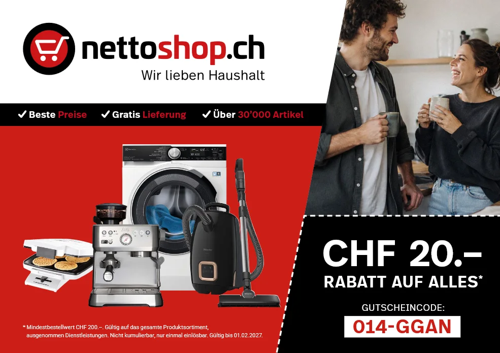 CHF 20.- Rabatt ab CHF 200.- bei Nettoshop
