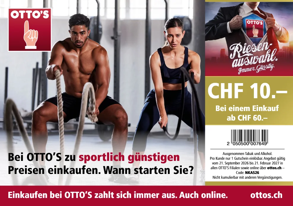 CHF 10.- Rabatt ab CHF 60.- bei Otto´s